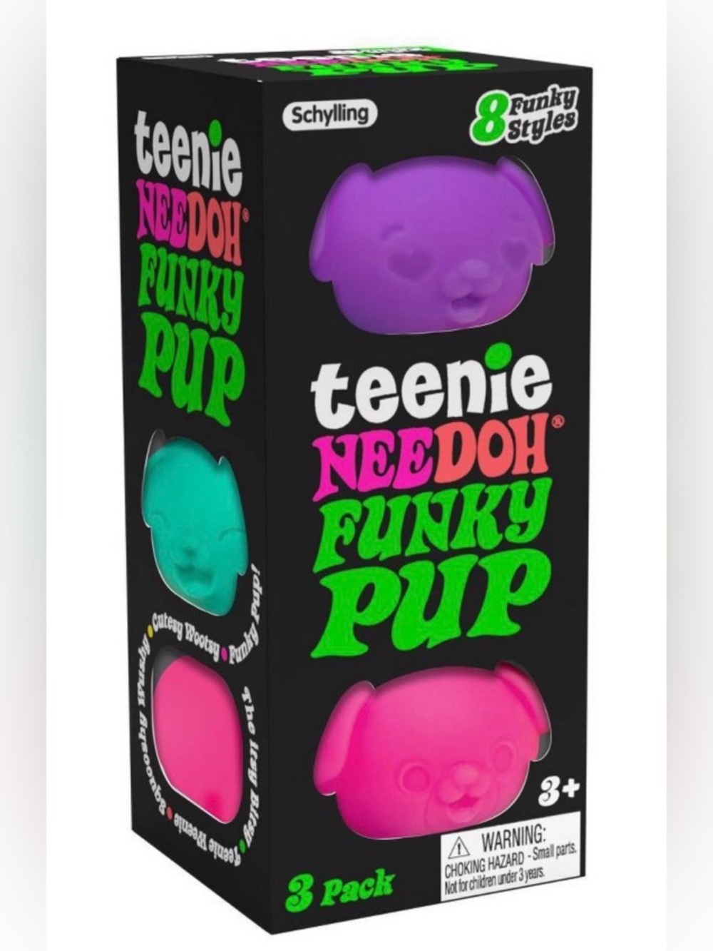 NEEDOH Teenie Funky Pup 3 Pack - 3 Pack of Needoh Minis - AUTHENTIC - No Cancels
